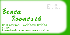 beata kovatsik business card